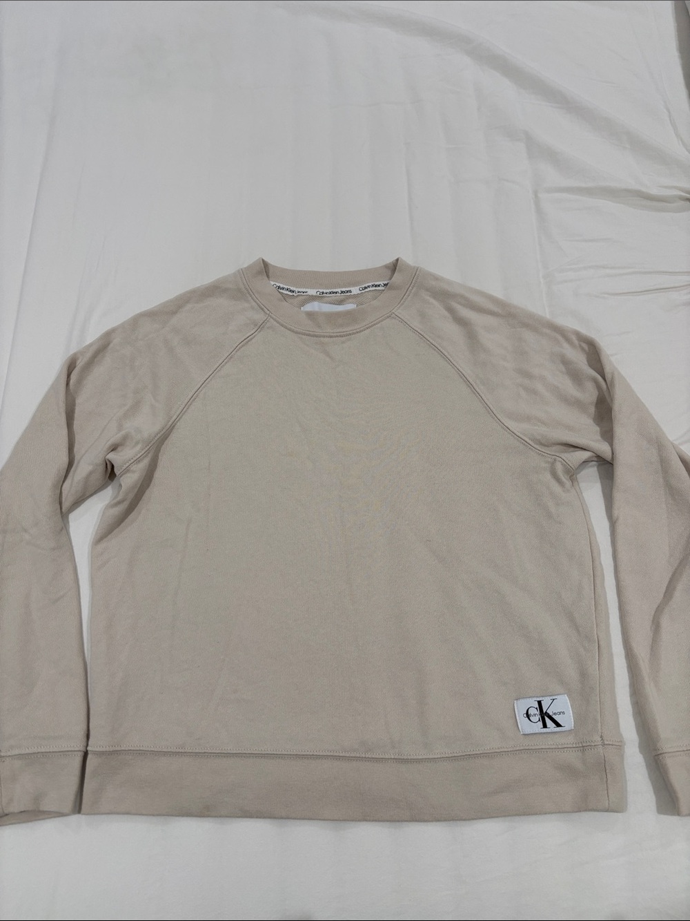 Calvin Klein Light Beige Long-Sleeve Crewneck